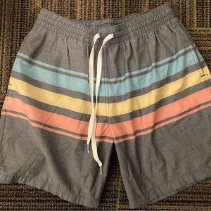 Men’s Chubbies Medium 7” Inseam Swimsuit Light Navy Blue, Yellow, Orange Lined